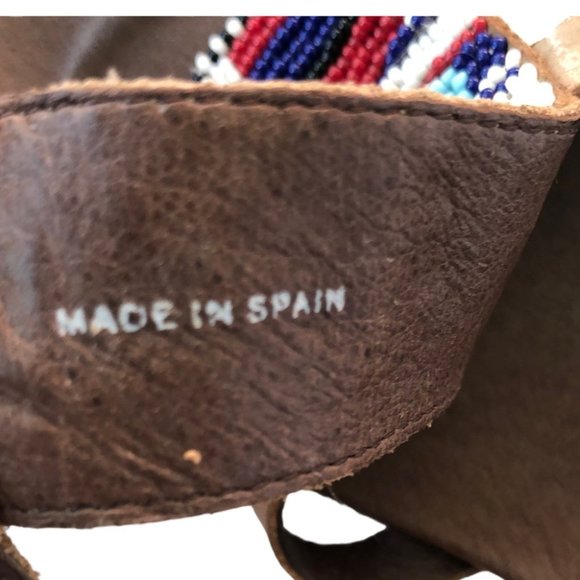 Pikolinos Beaded Sandal EU 38 Ankle Strap Brown Blue Red White - Picture 12 of 13